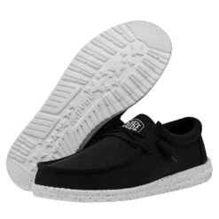 Wally Slub Canvas - Black -Heydude Shop 40009 001 WALLYSLUBCANVAS BLACK PAIRBOTTOM