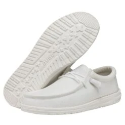 Wally Slub Canvas - White -Heydude Shop 40009 100 WALLYSLUBCANVAS WHITE PAIRBOTTOM