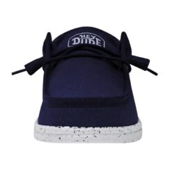 Wally Slub Canvas - Navy -Heydude Shop 40009 410 WALLY SLUB CANVAS NAVY LEFT FRONT