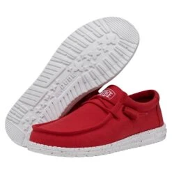 Wally Slub Canvas - Red -Heydude Shop 40009 610 WALLYSLUBCANVAS RED PAIRBOTTOM