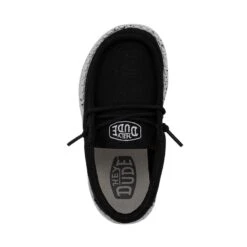Wally Toddler Slub Canvas - Black -Heydude Shop 40029 001 WALLYTODDLERSLUBCANVAS BLACK LEFTTOP