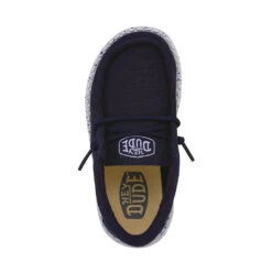 Wally Toddler Slub Canvas - Navy -Heydude Shop 40029 410 WALLYTODDLERSLUBCANVAS NAVY LEFTTOP