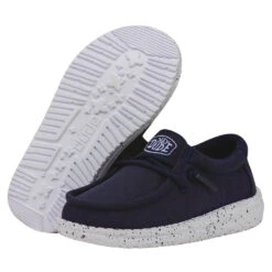Wally Toddler Slub Canvas - Navy -Heydude Shop 40029 410 WALLYTODDLERSLUBCANVAS NAVY PAIRBOTTOM