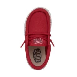 Wally Toddler Slub Canvas - Red 13 Wally Toddler Slub Canvas - Red -Heydude Shop 40029 610 WALLYTODDLERSLUBCANVAS RED LEFTTOP