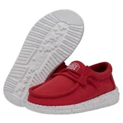 Wally Toddler Slub Canvas - Red 10 Wally Toddler Slub Canvas - Red -Heydude Shop 40029 610 WALLYTODDLERSLUBCANVAS RED PAIRBOTTOM