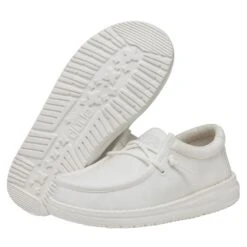 Wally Youth Slub Canvas - White -Heydude Shop 40044 100 WALLYYOUTHSLUBCANVAS WHITE PAIRBOTTOM