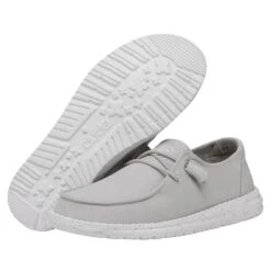 Wendy Slub Canvas - Light Grey -Heydude Shop 40063 007 WENDYSLUBCANVAS LIGHTGREY PAIRBOTTOM