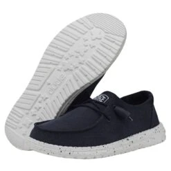 Wendy Slub Canvas - Navy -Heydude Shop 40063 410 WENDYSLUBCANVAS NAVY PAIRBOTTOM 1