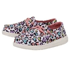Wendy Youth - White Leopard -Heydude Shop 40106 9CF WENDYYOUTHCAT WHITELEOPARD PAIRSIDE