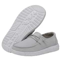 Wendy Youth Slub Canvas - Light Grey -Heydude Shop 40143 007 WENDYYOUTHSLUBCANVAS LIGHTGREY PAIRBOTTOM