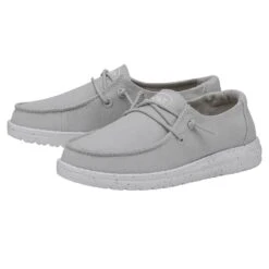 Wendy Youth Slub Canvas - Light Grey -Heydude Shop 40143 007 WENDYYOUTHSLUBCANVAS LIGHTGREY PAIRSIDE