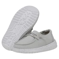 Wendy Toddler Slub Canvas - Light Grey -Heydude Shop 40144 007 WENDYTODDLERSLUBCANVAS LIGHTGREY PAIRBOTTOM