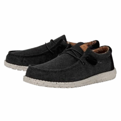 Featured Products -Heydude Shop FW23 M 40296 001 WALLY WASHED CANVAS BLACK LEFT PAIR