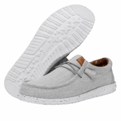 Wally Washed Canvas - Light Grey -Heydude Shop FW23 M 40296 007 WALLY WASHED CANVAS LIGHT GREY LEFT PAIROUTSOLE